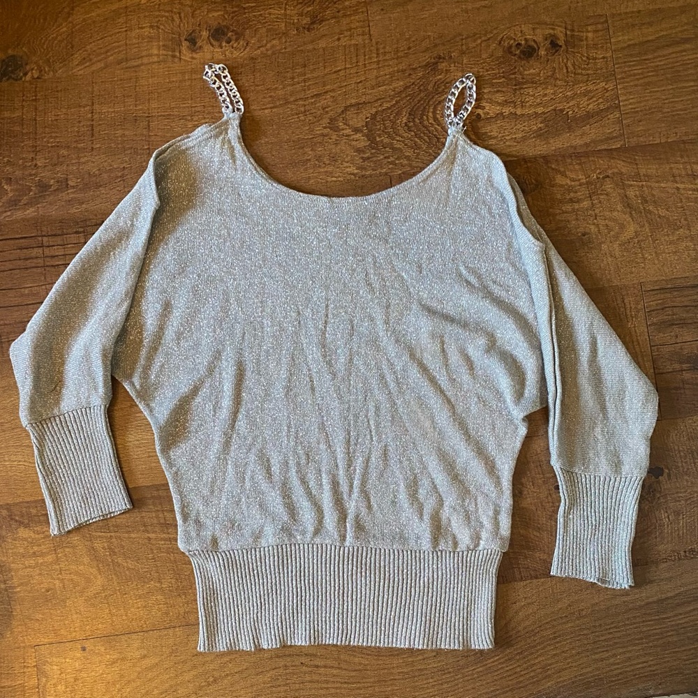 Silvery with Chain Straps Top